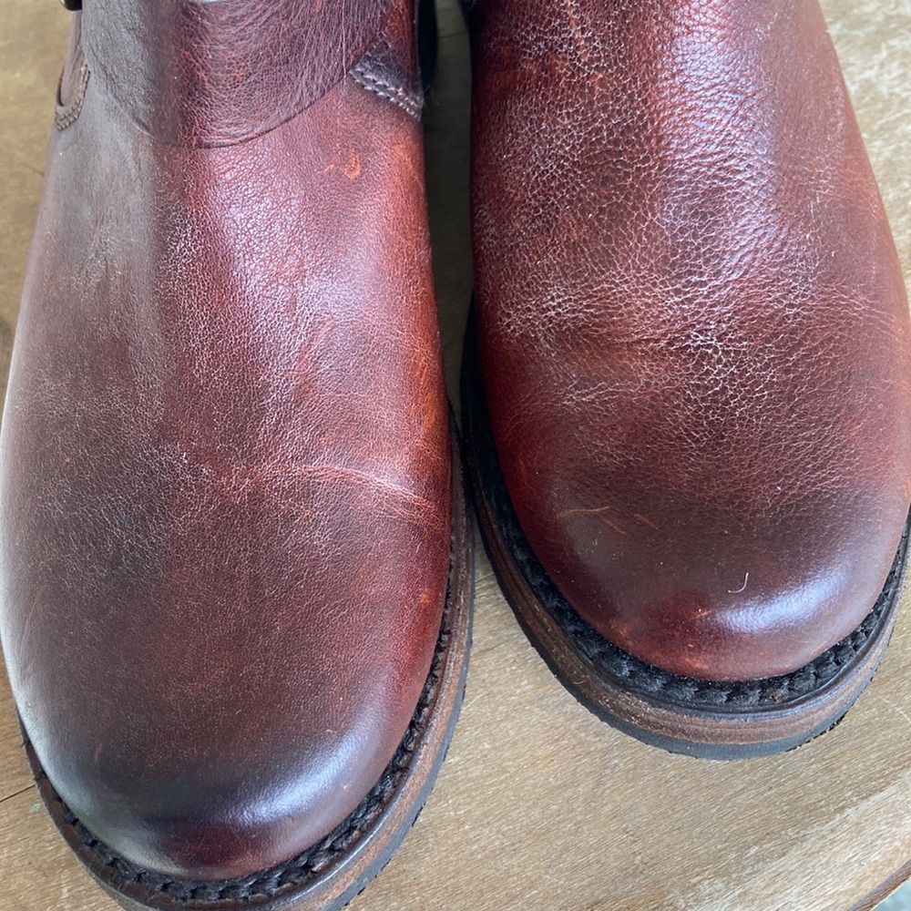 Frye Veronica Leather Low Ankle Moto Boots in Redwood Women's Size 6 - Picture 4 of 10